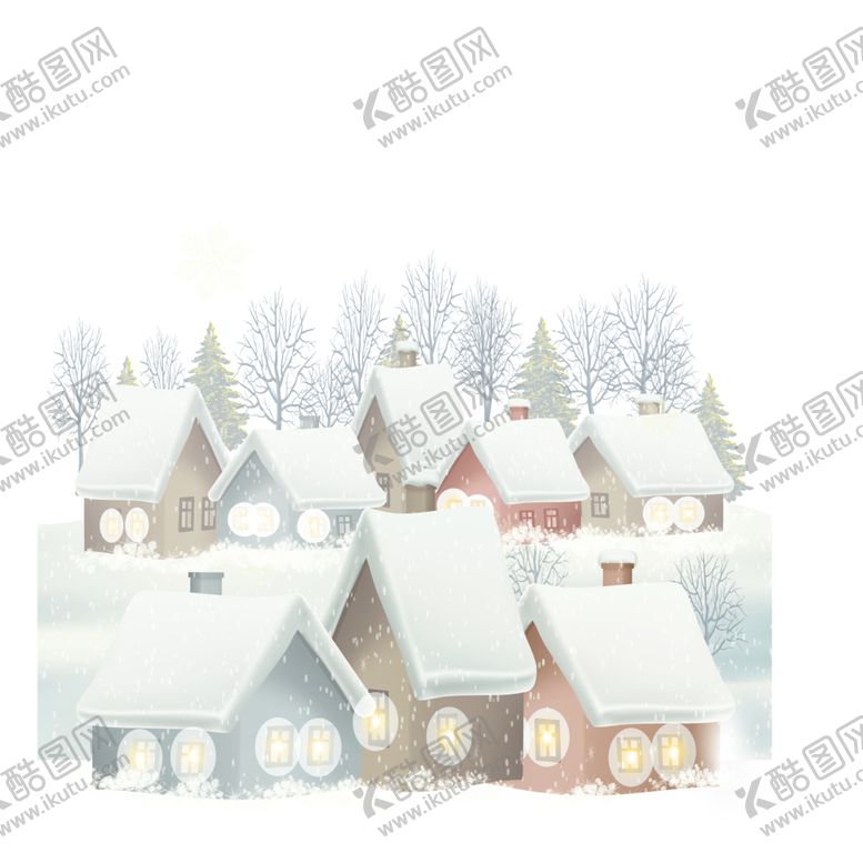 编号：87118202050643293038【酷图网】源文件下载-冬天下雪的农村房屋矢量
