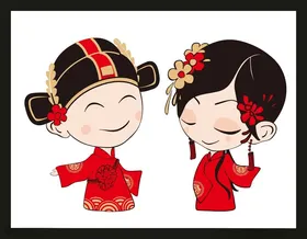 手绘婚纱新娘礼卡通