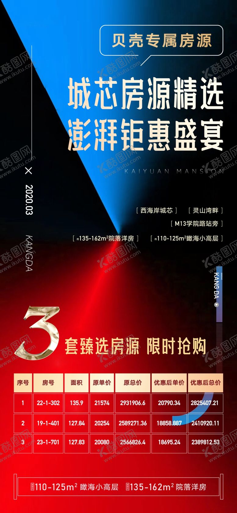 编号：51718603280756152815【酷图网】源文件下载-地产蓝红特价房源海报