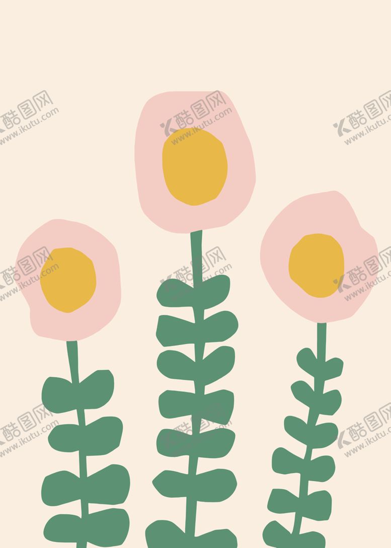 手绘植物花朵装饰画清新可爱