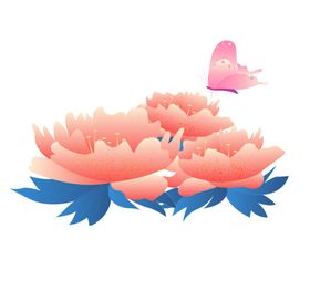 手绘牡丹插画