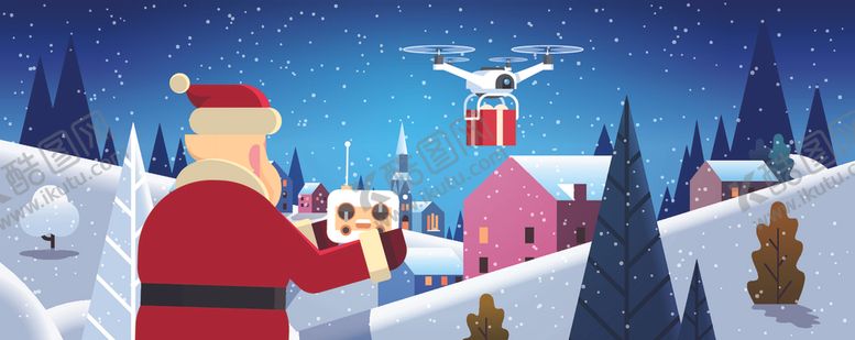 编号：72680509162203326773【酷图网】源文件下载-冬季圣诞节城市风景插画