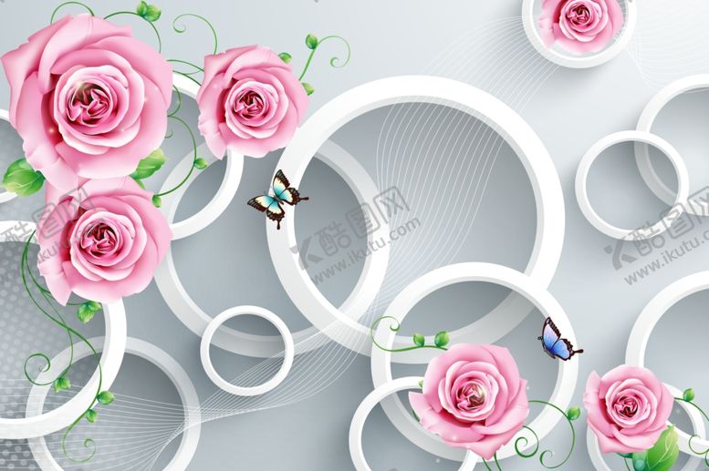 编号：47006609200409012275【酷图网】源文件下载-玫瑰花背景墙