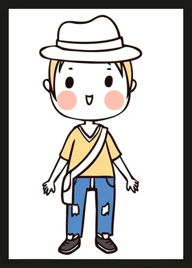 手绘男人男孩动画卡通