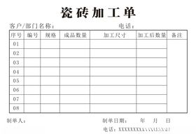 陶瓷店瓷砖店明细表建材销售