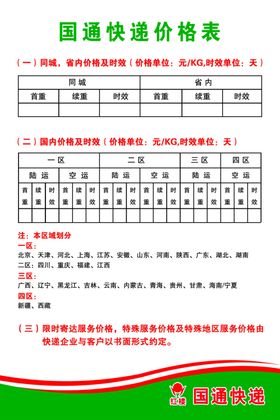 圆通快递价格表