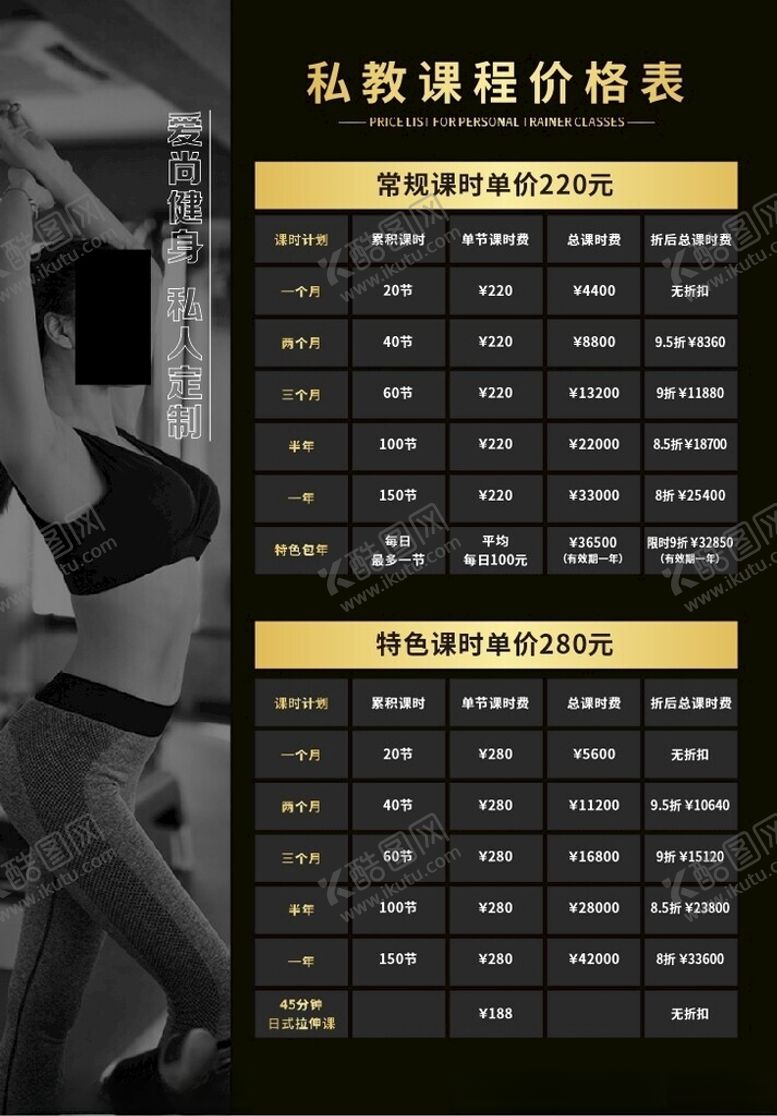 编号：79834001250742593663【酷图网】源文件下载-私教课程价格表