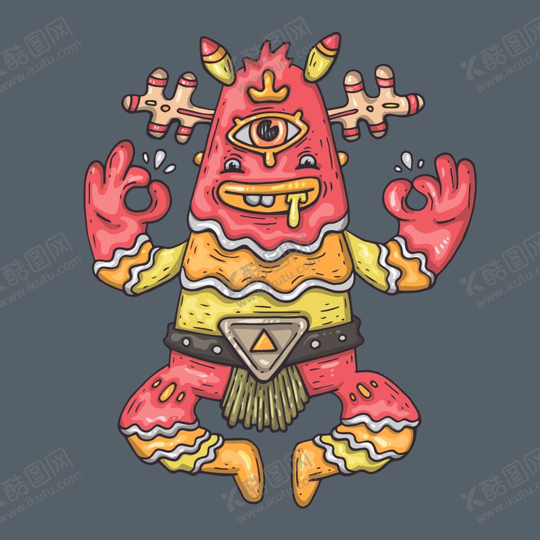 编号：68668210280936393026【酷图网】源文件下载-创意嘻哈怪物涂鸦插画