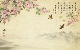工笔花鸟背景