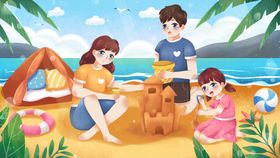 清凉夏季海边游玩创意海报