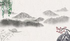 手绘风景山水画