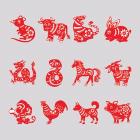 十二生肖剪纸图案展示