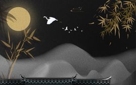 中国风背景展板手绘花水墨画展板