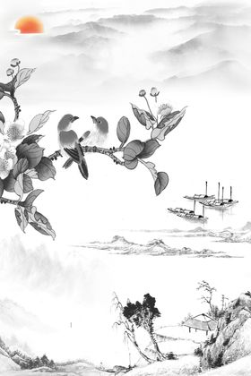 烟墨山水画水墨装饰画