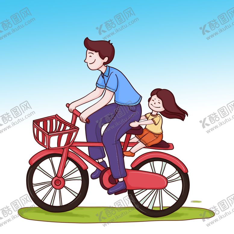 编号：88052907140823255260【酷图网】源文件下载-骑自行车的父女人物