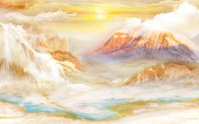 大理石山水背景墙