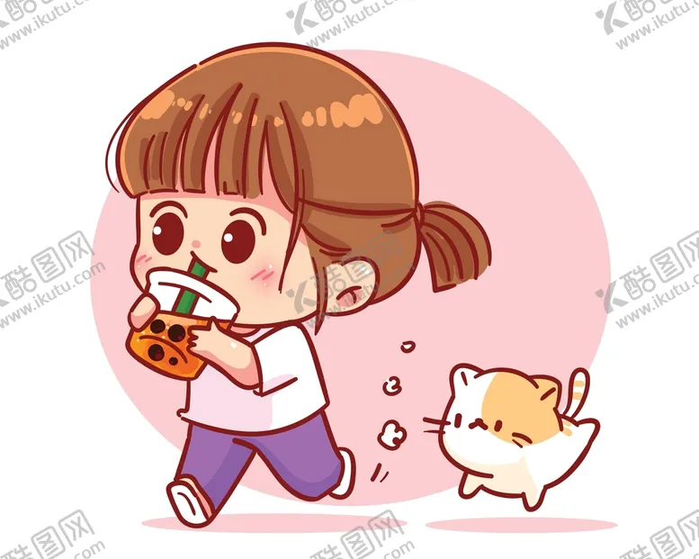 编号：28566010152201285370【酷图网】源文件下载-卡通喝奶茶