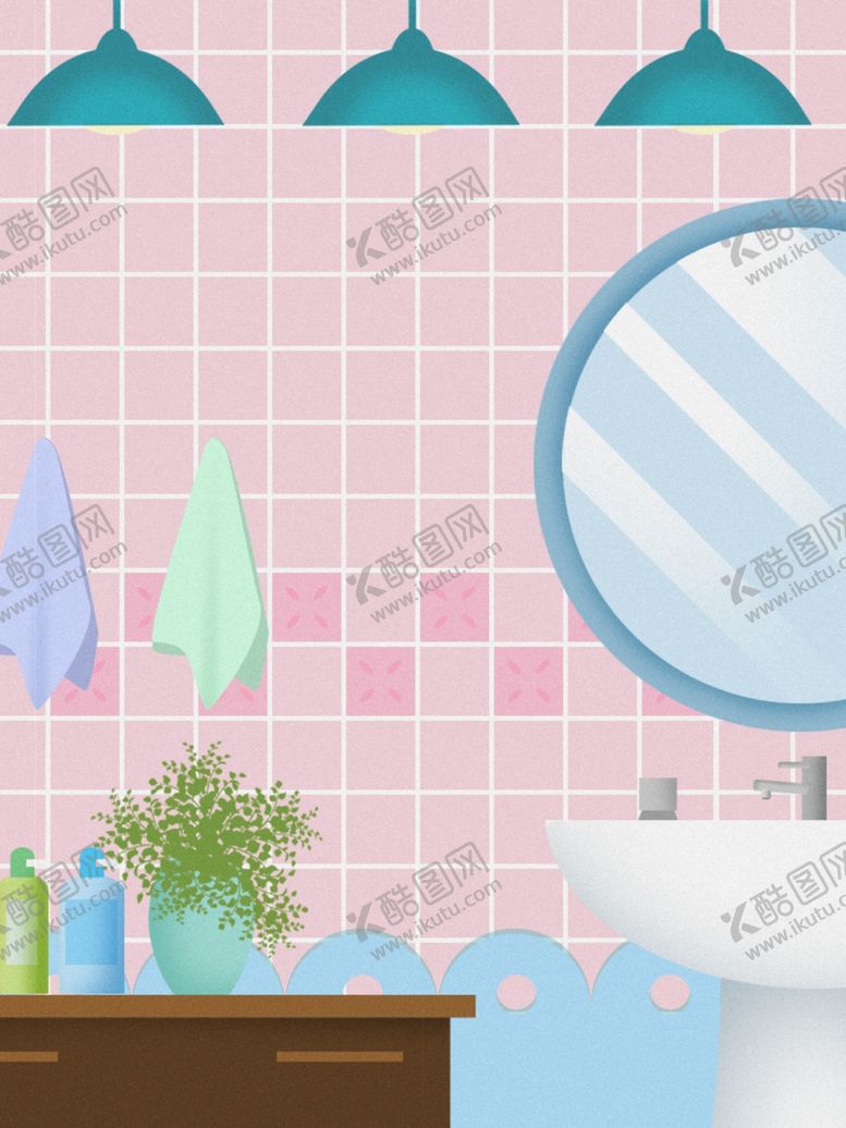 编号：63395810231221362901【酷图网】源文件下载-卡通浴室化妆台背景
