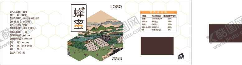 编号：63428407040136237839【酷图网】源文件下载-蜂蜜包装展开图