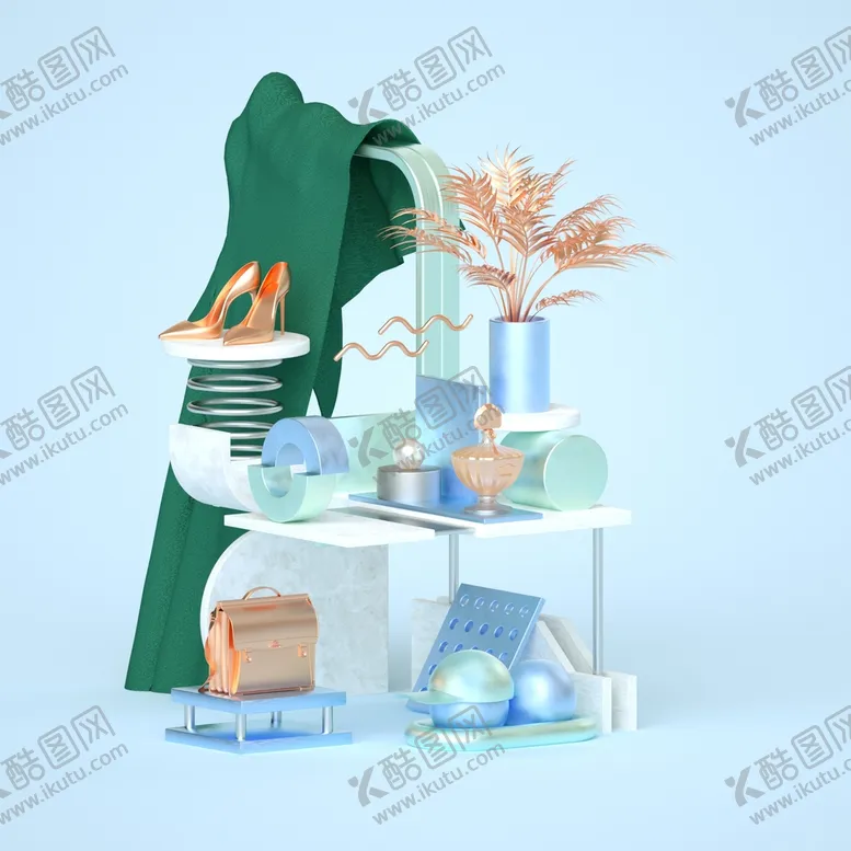 编号：69052102071920408076【酷图网】源文件下载-C4D模型小清新风格电商立体
