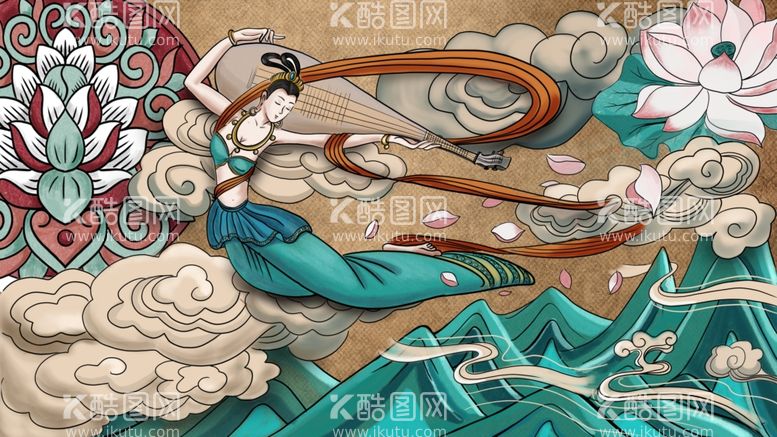 编号：99199811270625232220【酷图网】源文件下载-敦煌飞天插画