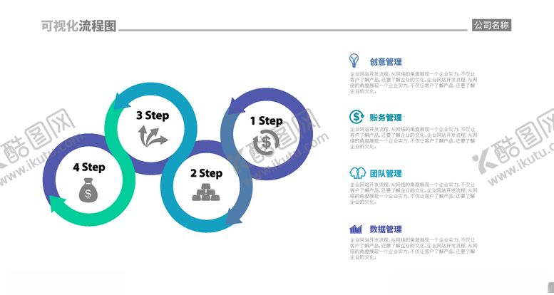 编号：86326805141941539830【酷图网】源文件下载-四步骤可视化流程图