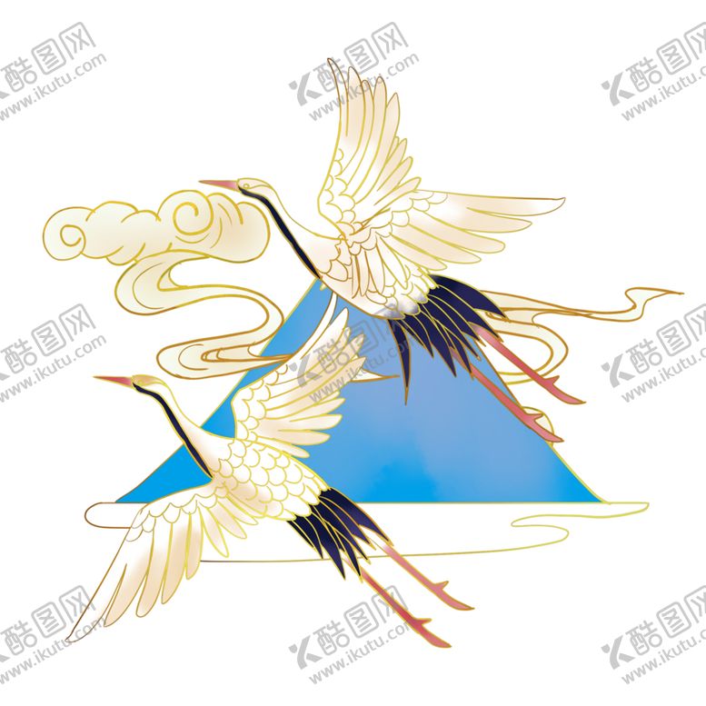 编号：78745904151402212059【酷图网】源文件下载-水墨仙鹤