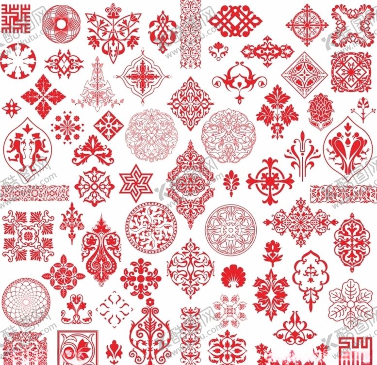 编号：43275109240536293170【酷图网】源文件下载-中国风花纹角纹边框矢量素材