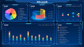 蓝色可视化2.5D数据图表