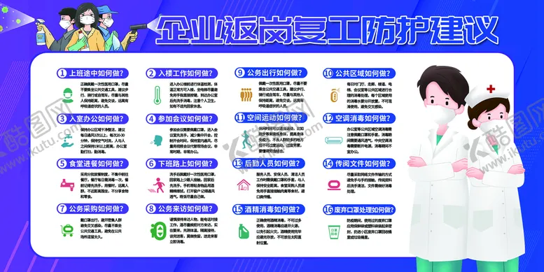 编号：65084310090530302968【酷图网】源文件下载-企业返岗复工防护建议海报