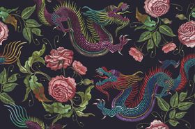 龙纹绣花