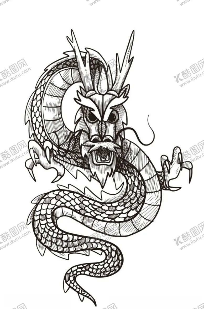 编号：78561804161339563802【酷图网】源文件下载-飞龙手绘简笔画