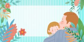 小清新手绘父亲节卡通植物父女