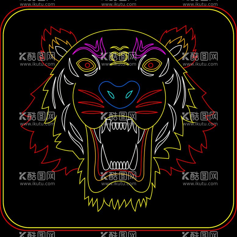 编号：80411311122030268952【酷图网】源文件下载-霸气虎头AI矢量线稿素材