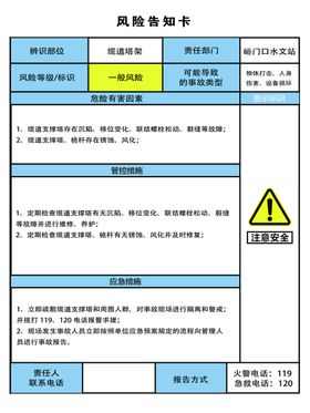 发电机燃气库房风险告知卡