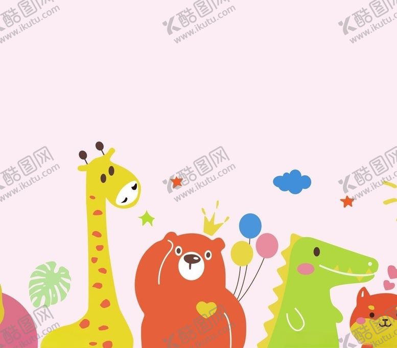 编号：43502306290447269115【酷图网】源文件下载-卡通动物长颈鹿熊猫恐龙