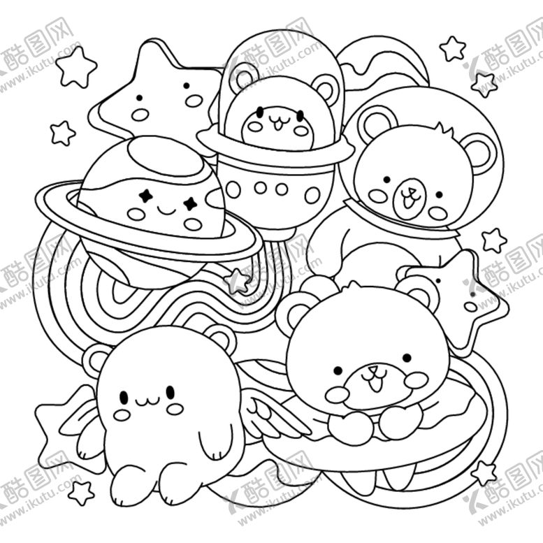 编号：46717812070202392264【酷图网】源文件下载-手绘卡通儿童填色线稿