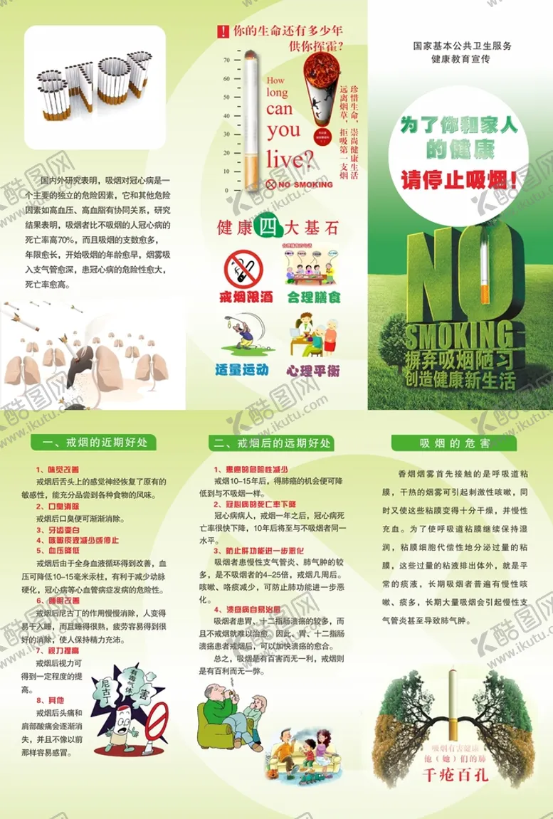 编号：31191610172106349582【酷图网】源文件下载-控制吸烟三折页