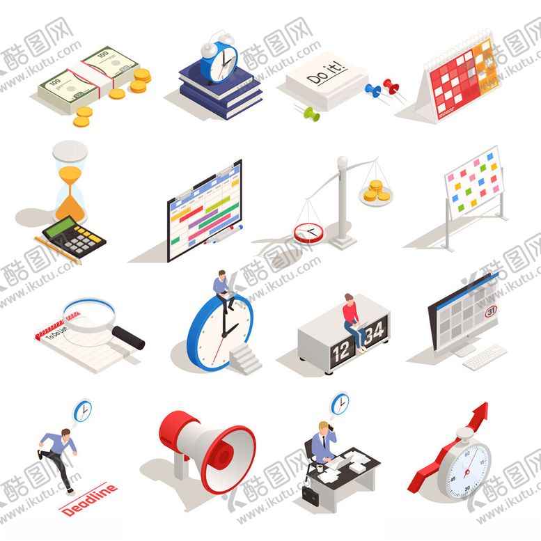 编号：17427304032154222910【酷图网】源文件下载-办公与运动元素图标集合