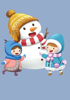 雪人暖冬出行冬天素材冬天元素大寒素材