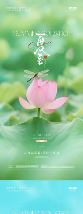 夏至节气清新海报