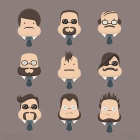 卡通风格多样男士头像集合