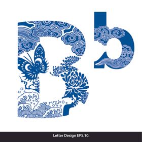 创意青花瓷英文字母