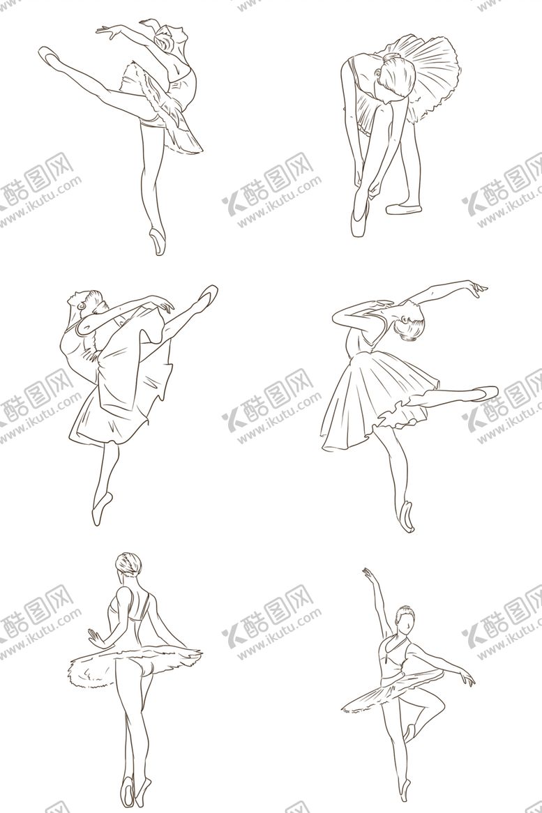 编号：90831309182339065217【酷图网】源文件下载-手绘线条芭蕾舞者