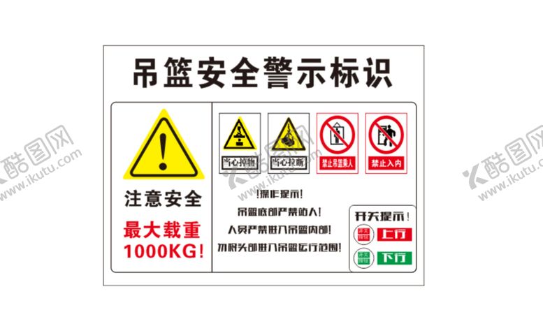 编号：52243002022158193339【酷图网】源文件下载-吊篮 安全警示牌