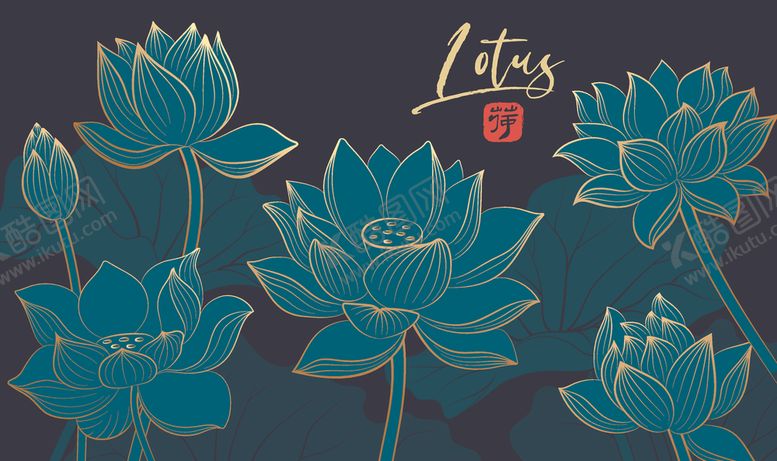 编号：22448004050030205253【酷图网】源文件下载-水墨风莲花插画设计