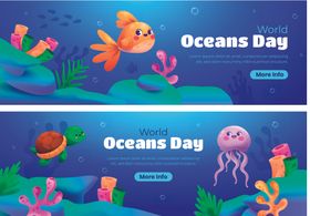 海洋日主题插画海报