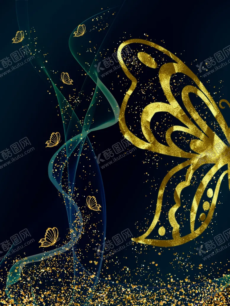 编号：88702702080807194359【酷图网】源文件下载-金色蝴蝶翅膀装饰画