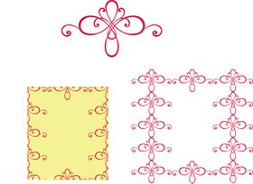 红色矢量花纹元素