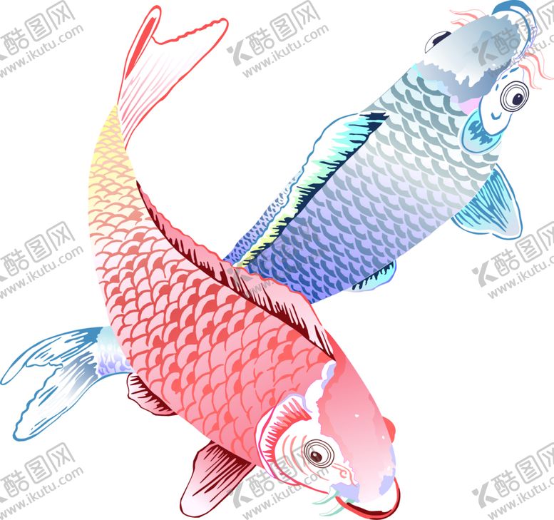 编号：63652202082224556620【酷图网】源文件下载- 金鱼锦鲤手绘插画图片